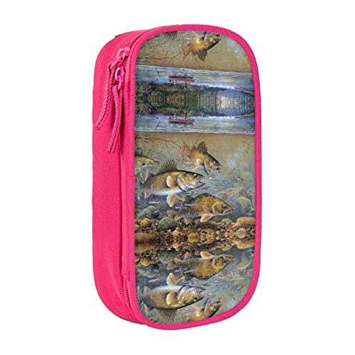 MOLIAE Federmäppchen mit Angel-See, Angler, bedruckt, hohe Kapazität, langlebige Federmäppchen, Organizer-Etui, für Männer und Frauen, rose, Einheitsgröße, modisch von MOLIAE