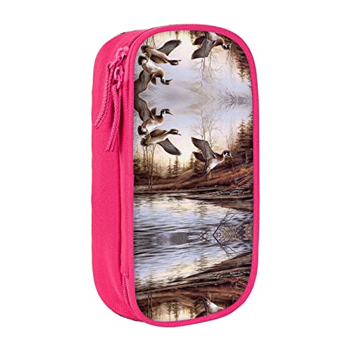 MOLIAE Mallard Ducks bedrucktes Federmäppchen, hohe Kapazität, langlebige Federtasche, Organizer-Etui, für Männer und Frauen, rose, Einheitsgröße, modisch von MOLIAE