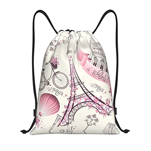 MOLIAE Niedlicher Corgi-Aufdruck mit Kordelzug, Säcke, Taschen, Schnurbeutel, perfekt für Fitnessstudio, Sport und Reisen, Paris Eiffelturm Blume, Small von MOLIAE