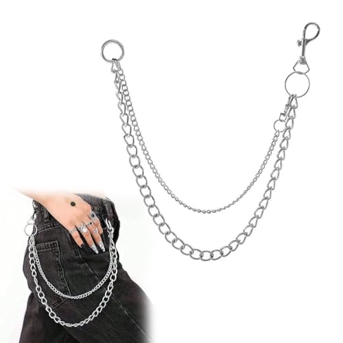 Schwarze Hip Hop Hosenkette, Gothic Punk Chain, Emo Grunge Accessoires, Hosenkette Herren/Damen, Skelett Kette für Grunge Clothes, Punk Schlüsselanhänger, Freie Größe von MOLIMOLI
