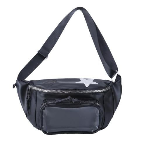 Itabag Damen-Brusttasche, transparent, japanischer Stil, Umhängetasche, schöne Hüfttasche, Geldbörsen und Handtaschen für Anstecknadel-Display, Schwarz von MOLKASIA
