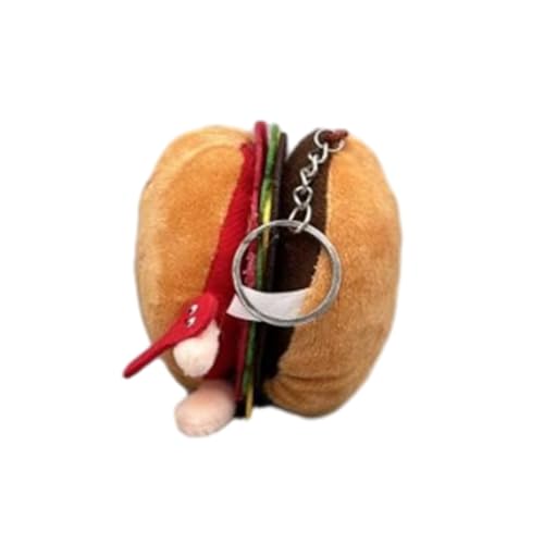 MOLKASIA Burger Plüsch Pommes Frites Schlüsselanhänger Tasche Ornament Frauen Handtasche Dekoration Schule Student Rucksack Schöner pelziger Anhänger, Hamburger, 7*7cm von MOLKASIA
