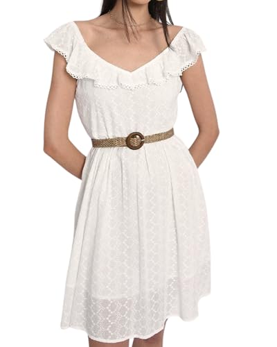 MOLLY BRACKEN Damenkleid LA1308BE Weiß Kurz Sangal, Weiß, S von MOLLY BRACKEN