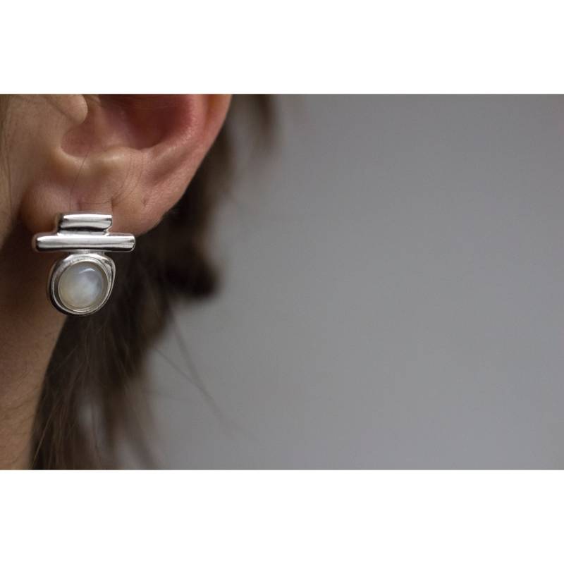 Massive Silberne Ohrstecker Mit Halbedelsteinen/Mothr Of Pearl Ohrringe Abalone von MOLOKOplusJEWELRY