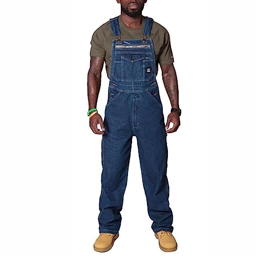 MOLUCI Jeans-Latzhose für Herren Arbeitsoverall mit Entspannter Passform Verstellbaren Trägern und Mehreren Werkzeugtaschen,Blau,XL von MOLUCI