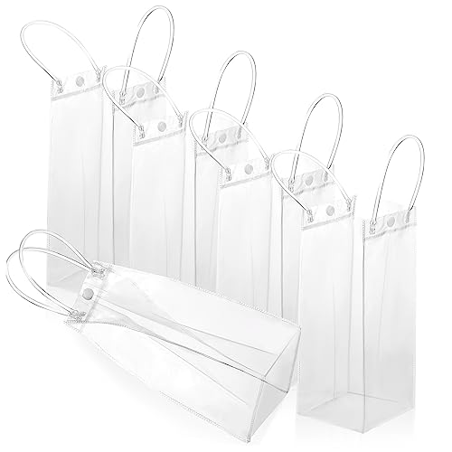 MOLUCKFU 15 Stück Teiliges Transparente Geschenktüten mit Griffen aus Stabilem PVC Wiederverwendbar Klare Tragetaschen für Party Hochzeit Geburtstag und Geschenkverpackung von MOLUCKFU