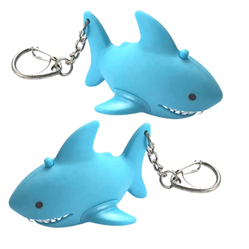 MOLUCKFU 2 Stück Caroon Hai Schlüsselanhänger mit Licht und Ton Leuchtender Schlüsselhalter für Kinder Taschenlampe Schlüsselbund Langlebig Kompaktes Design von MOLUCKFU