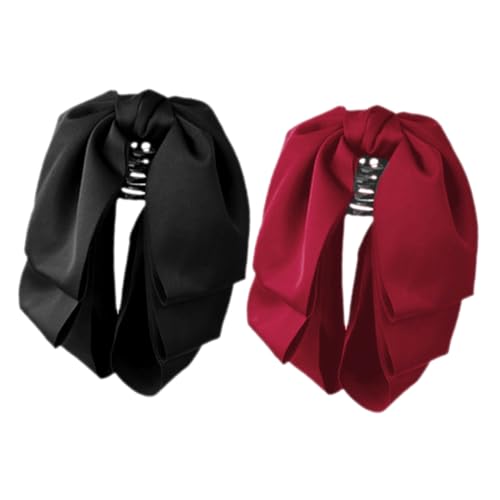 MOLUCKFU 2stücke Schleifen Haarklammern Für Mädchen Haarspangen Mit Schleife Krallenklammer-design Für Pferdeschwanz Haarspangen-accessoires Für Damen Und Mädchen Everyday Hair Accessories von MOLUCKFU