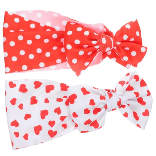 MOLUCKFU 2stücke Stirnbänder Mit Großen Schleifen Verstellbare Haaraccessoires Für Kleinkinder Geeignet Für Besondere Anlässe Mit Punkten Und Herzen Für Mädchenhaar-schmuck von MOLUCKFU