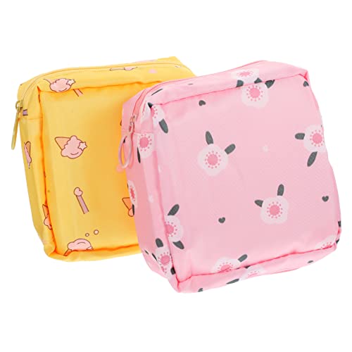 MOLUCKFU 2stücke Tragbare Hygienebeutel Für Damen Wasserdichter Aufbewahrungstasche Für Menstruationsprodukte Blumen Und Eiscreme Design Für Unterwegs von MOLUCKFU