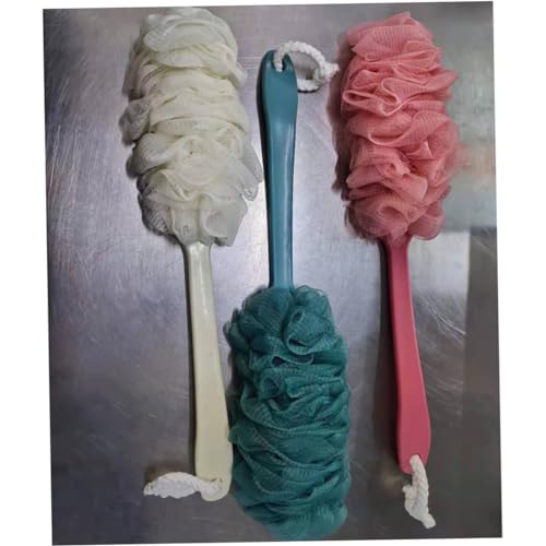 MOLUCKFU 3St Badekugel bathsponge badewannenzubehör body brush skin clean badezuber zubehör bodybrush hautrein Badetuch zum Reiben Badeschwamm Duschkugel Badeblume aus Holz mit langem Griff von MOLUCKFU
