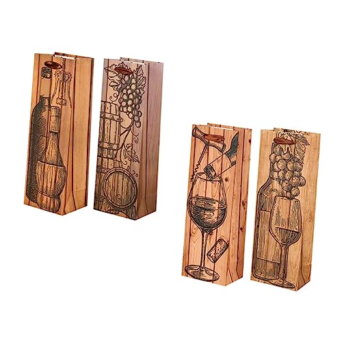 MOLUCKFU 4 Stück Weinbeutel Aus Pappe Weintragetasche Mit Griff Geschenktasche Für Weinflaschen Weingeschenkbegleiter von MOLUCKFU