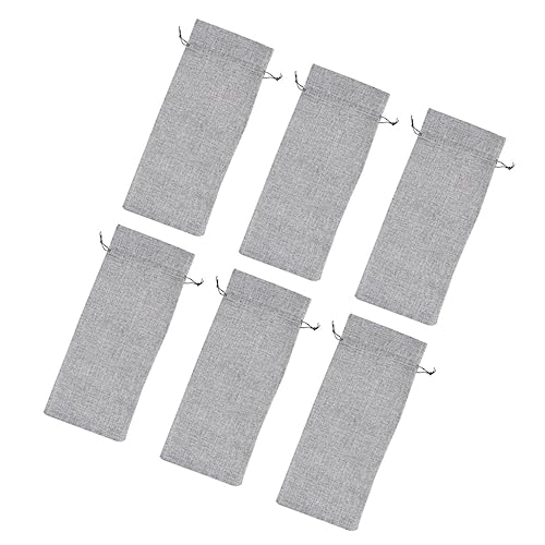 MOLUCKFU 6 Stück Graue Weinflaschenbeutel Aus Leinen Wiederverwendbare Flaschenverpackung Geschenkbeutel Mit Kordelzug Für Weinflaschen Aufbewahrung von MOLUCKFU