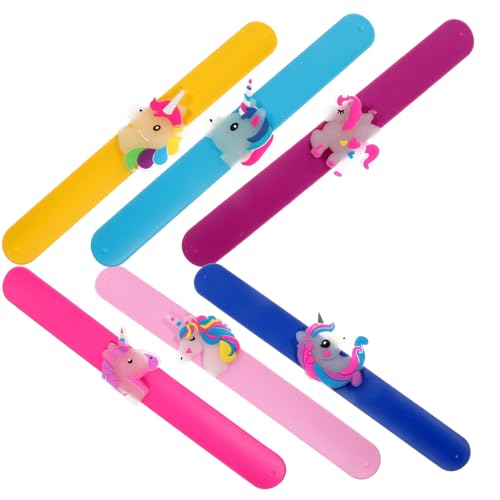 MOLUCKFU 6 Stück Teiliges Einhorn schnapparmband aus Leuchtendem Silikon Bunte Slap armbänder mit Klaren Mustern Bequem und Sicher für Partys Geburtstage Spielspaß für Mädchen und Jungen von MOLUCKFU