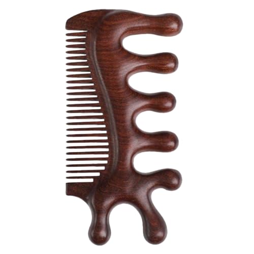 MOLUCKFU Breiter Holzkamm mit Natürlichen Zähnen Sanfte Kopfhautmassage Leicht und Tragbar Glättet Haare Ziepen Handgefertigter Scalp Massager für Frauen und Entspannung von MOLUCKFU