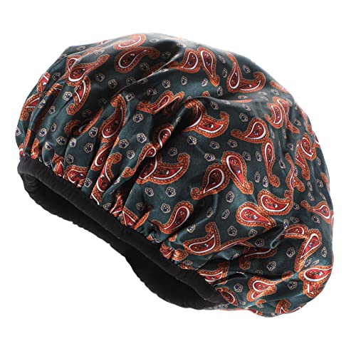 MOLUCKFU Wasserdichter Duschhaube Für Damen Tragbare Badekappe Haarbonnet Saugfähiger Haartrockner Für Lange Und Mit Cashewblüten von MOLUCKFU