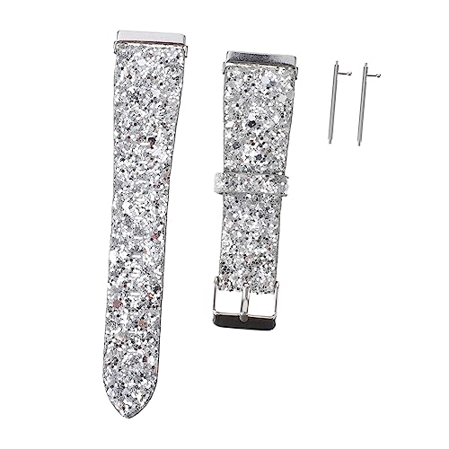 MOLUCKFU Pu Glitzer Uhrenarmband Für Die 2. Generation Se Elastisches Armband Für Damen Und Herren Komfortabel Modisch Silberfarben von MOLUCKFU