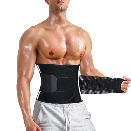 MOLUTAN Herren Taillentrainer Trimmer für Gewichtsverlust, Bauchkontrolle, Kompression, Shapewear Body Shaper Sweat Belt schwarz von MOLUTAN