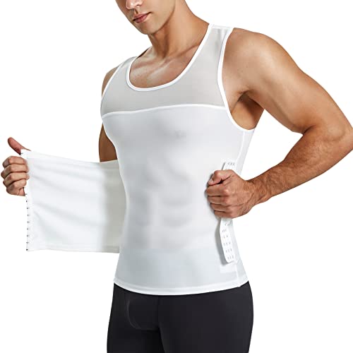 MOLUTAN Kompressionsshirts für Herren, Shapewear Brust Bauch Kontrolle Body Shaper Slimming Unterhemd Workout Weste Tank Top, Weiss/opulenter Garten, Mittel von MOLUTAN