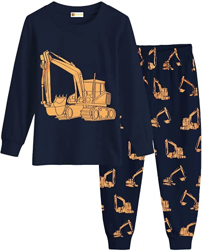 Baby Jungen Schlafanzug Bagger Langarm Ärmel Pyjama Kinder 92 98 104 110 116 122 von MOLYHUA