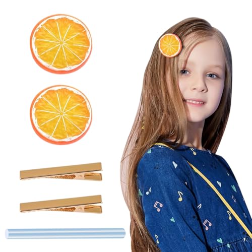MOLZINY 1 Satz Haarspangen Orange Haarklammern DIY Mädchen Damen Süß Obst Haar Accessoires für Fasching Karneval Party von MOLZINY