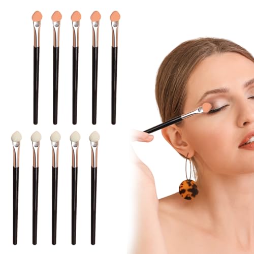 MOLZINY 10 Stück Schwamm Lidschatten Pinsel Set Lidschatten Applikatoren Stick Doppelseitige Schwamm Make Up Pinsel wasch bar wieder verwendbar Stick tragbare Applikator Tool für Frauen von MOLZINY