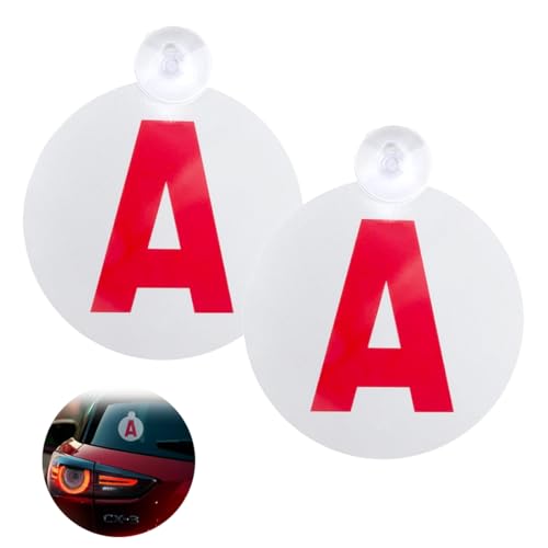 MOLZINY 2 Stück Nacht reflektierend Ø 15 CM fahranfänger aufkleber Saugnapfhalterung Anti-Diebstahl und UV-Schutz Newcomer Autoaufkleber A von MOLZINY