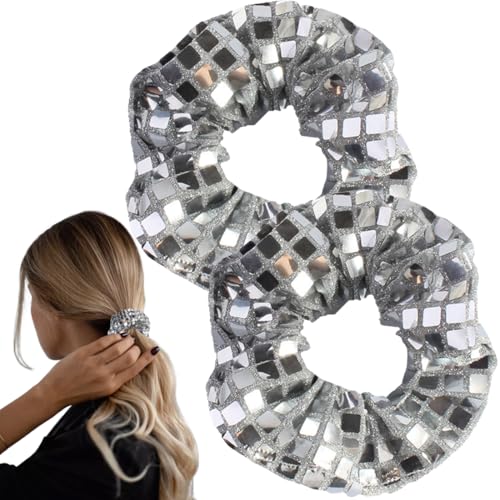 MOLZINY 2 stücke Glitzer Haargummis Scrunchies Haargummi Damen Glitzer Haargummi Pailletten Haar Scrunchies Elastisches Haarband Haarbänder Pferdeschwanz Haargummi für Karneval Mottoparty Geburtstag von MOLZINY