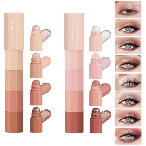 MOLZINY 2pcs Eyeshadow Stick Lidschatten Stift 8 Farben Matte & Creamy Eyeshadow Stick Set Hochpigmentierter Glitter Shimmer Eye shadow Pencil Cremiger Glitter Eye Mkeup Pen Langlebiges Lidschatten von MOLZINY