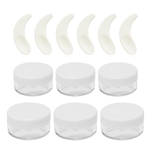 MOLZINY 6 Stück mit Mini-Löffel creme Behälter Plastik Cremedosen zum Befüllen Leer Rund Lippenbalsam Behälter Reise Salbentiegel Cremedosen Zum Befüllen für Lotion Creme Mini-Kerzen Kosmetik von MOLZINY