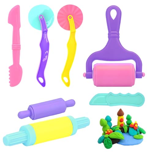 MOLZINY 7 Stück Knete Zubehör Set mit Knetwerkzeugen Knetzubehör für Kinder Knete Werkzeug Teig Plastilin Werkzeuge Knete Zubehör Knetwerkzeug Knetzubehör Zubehör Knete DIY Knetmasse Knet Zubehör von MOLZINY