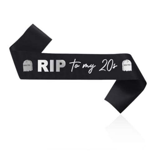 MOLZINY RIP to My 20s Schärpe Geburtstagsschärpe Geburtstag Feiern Party Dekorationen Satinband schwarz Dekoration Für Jugendliche Schärpe Für Geburtstagsfeiern von MOLZINY