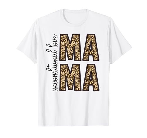 Mama Babyshower mit Leopardenmuster „Unconditinal Love Mom New Mom“ T-Shirt von MOM TEES CO