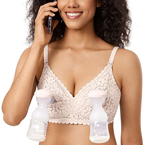 MOMANDA Damen Hände Freie Pump BH ohne bügel All in One Still BH Brustpumpen Rose White 80G von MOMANDA