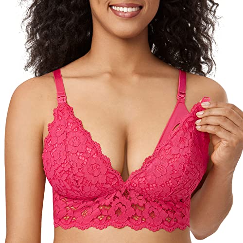 MOMANDA Damen Still BH Spitze Gepolstert Schwangerschafts BHS Ohne Bügel Helle Rose 80B von MOMANDA