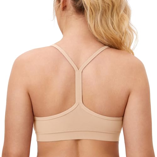 MOMANDA Damen Still Sport BH Unterstützung Y Zurück Racerback Stillen BHS Mutterschaft Gepolstert Workout Yoga Beige L von MOMANDA