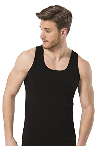 MOMANTY Herren Unterhemd Tank Top Hochwertige Baumwolle Stretch Business Schwarz (M) von MOMANTY