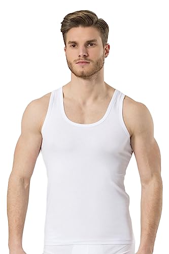 MOMANTY Herren Unterhemd Tank Top Hochwertige Baumwolle Stretch Business Weiß (M) von MOMANTY