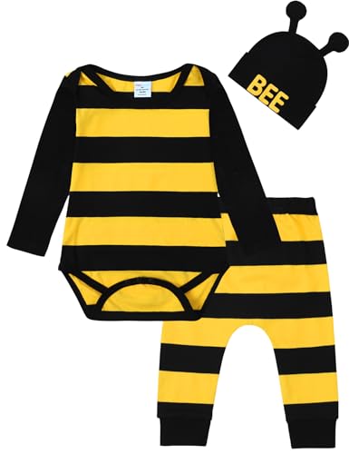 MOMBEBE COSLAND Baby Bienenkostüm Kinder Halloween Kostüm, Schwarz und Gelb, 0-3 Monate von MOMBEBE COSLAND