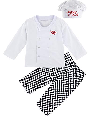 MOMBEBE COSLAND Baby Jungen Koch Bekleidungsset Halloween Chef Outfit 18-24 Monate Weiß von MOMBEBE COSLAND