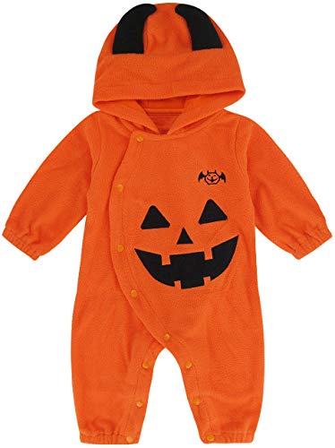 MOMBEBE COSLAND Baby Jungen Kürbis Halloween Kostüm Strampler,Orange (Teufel),0-6 Monate (70) von MOMBEBE COSLAND