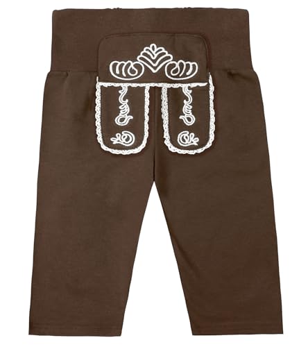 MOMBEBE COSLAND Baby Jungen Trachtenhose, Babyhose mit elastischem Bund, Braun, 3-6 Monate von MOMBEBE COSLAND