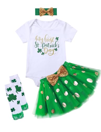 MOMBEBE COSLAND Baby Mädchen St Patricks Day Kostüm Baby Tutu Rock, Grün, 0-3 Monate von MOMBEBE COSLAND