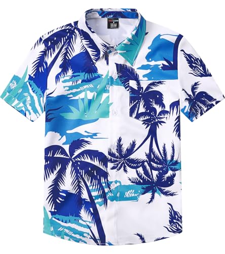 MOMBEBE COSLAND Hawaii Hemd Kinder, Jungen Palmen Kurzarm Hawaiihemd, 7-8 Jahre(Small) von MOMBEBE COSLAND