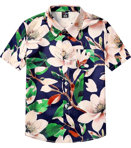MOMBEBE COSLAND Hawaiihemd Jungen, Hawaii Hemd Kinder, Blumen Kurzarm Hemd, 7-8 Jahre(Small) von MOMBEBE COSLAND