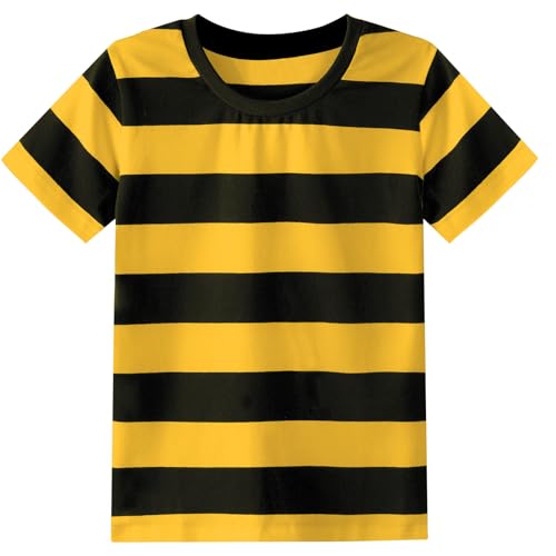 MOMBEBE COSLAND Jungen Kurzarm T-Shirt Gelb Schwarz Gestreiftes T-Shirt Kinder, XSmall von MOMBEBE COSLAND