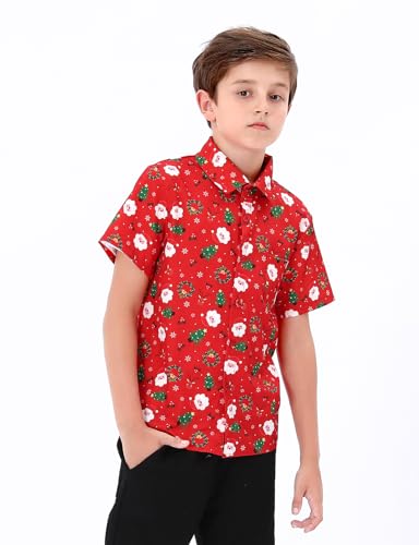 MOMBEBE COSLAND Jungen Weihnachtskostüm Weihnachtshemd Kinder, Rot, 7-8 Jahre von MOMBEBE COSLAND