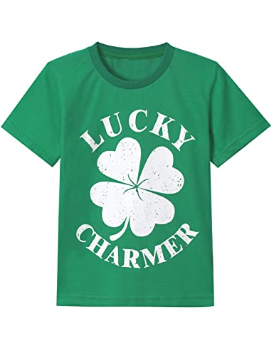 MOMBEBE COSLAND St. Patrick's Day Junge T-Shirt Kinder Kurze Ärmel Baumwolle Kleidung, Grün, L, 9-10 Jahre von MOMBEBE COSLAND