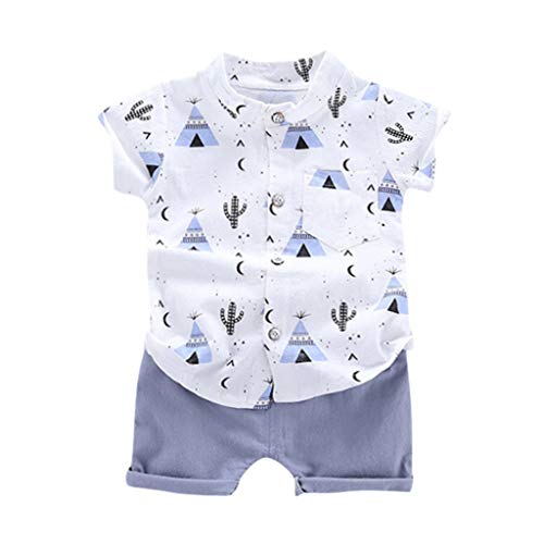 MOMBIY Baby Jungen Hawaiianischer Stil Kurzarm Hemd + Kurze Hosen Set Gentleman Suit Anzug T-Shirt Shorts Taufe Festlich Hochzeit Outfit 1-6 Jahre Junge Kinder Sommer Bekleidung Set von MOMBIY