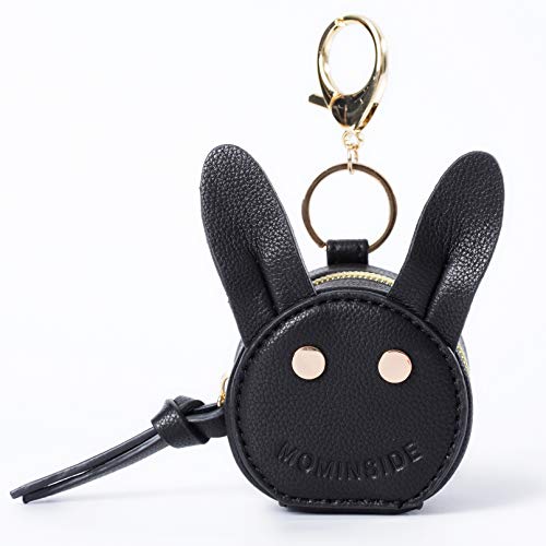 MOMINSIDE Schnulleretui mit Clip, niedlicher Kaninchenanhänger, Geldbörsenverschluss zur einfachen Befestigung an Wickeltaschen oder Geldbörse, für 2 Schnuller, Schwarz von MOMINSIDE